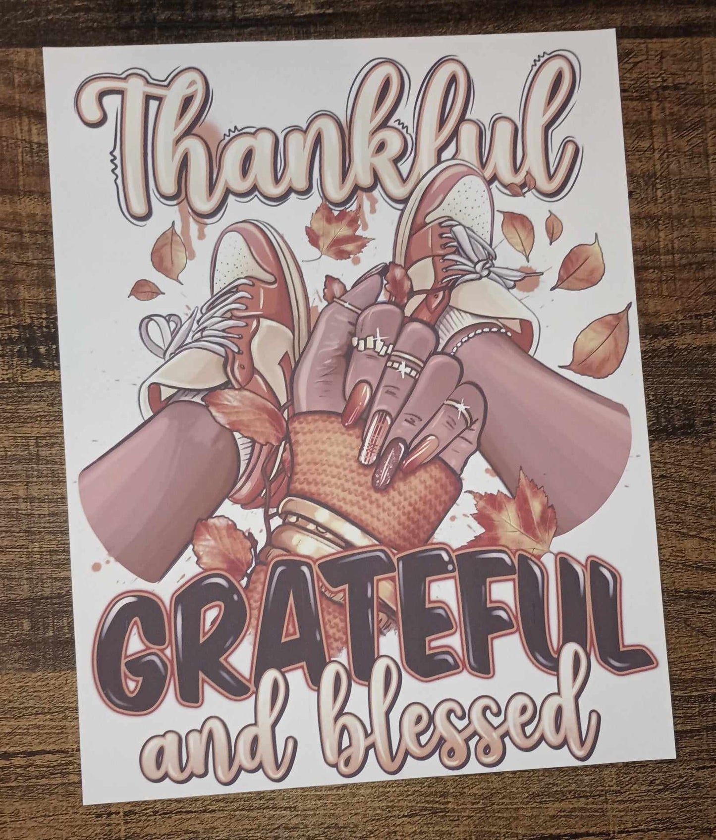 Thankful, Grateful & Blessed Sublimation Transfer (8.5X11)